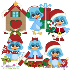 Christmas Bluebirds SVG Cutting Files + Clipart Christmas Bluebirds SVG Cutting Files + Clipart