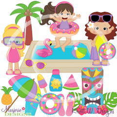 Backyard Beach Party-Girls SVG Cutting Files + Clipart Backyard Beach Party-Girls SVG Cutting Files + Clipart